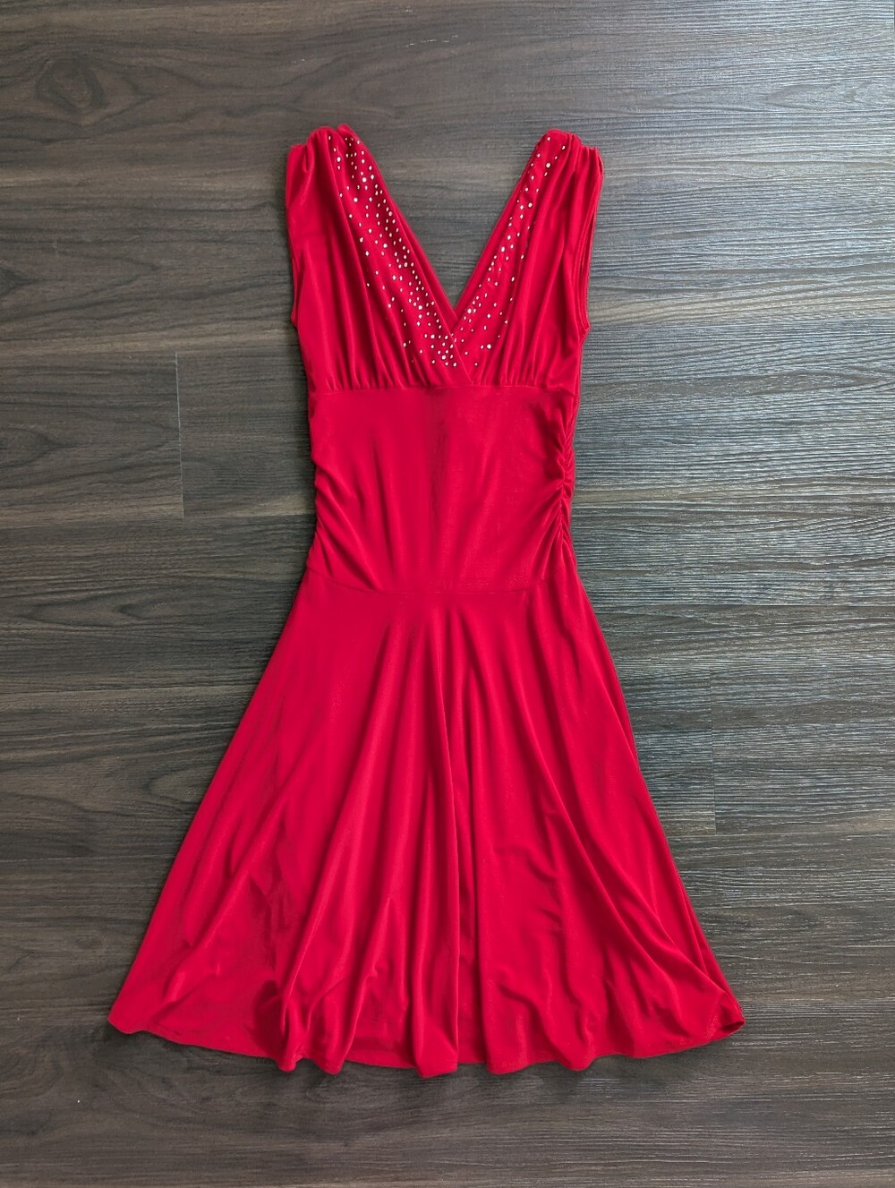 Vintage Y2K Lipstick Red Rhinestone Dress Medium Going Out Party Cocktail